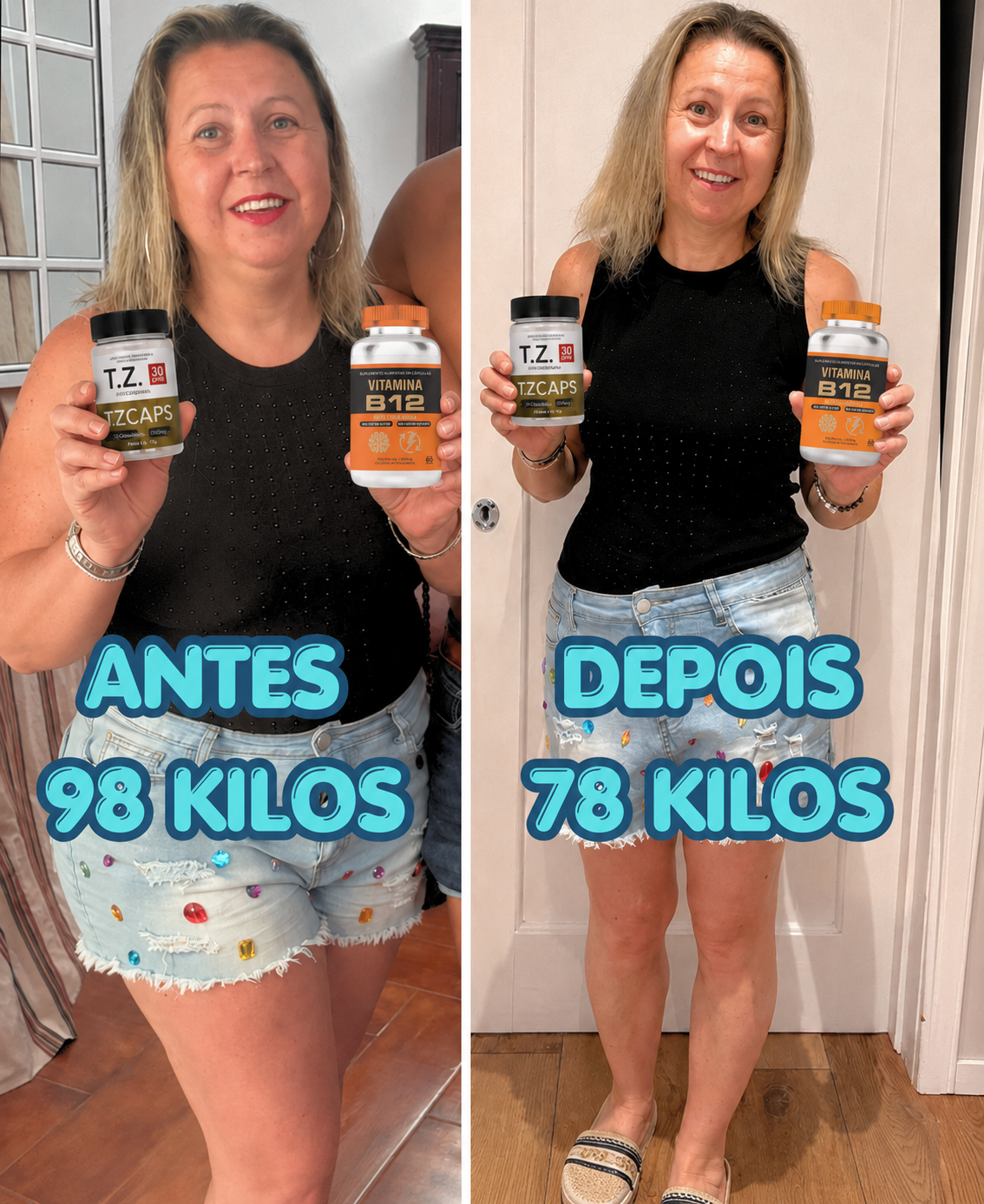 Antes e depois — 98kg para 78kg com TZCAPS
