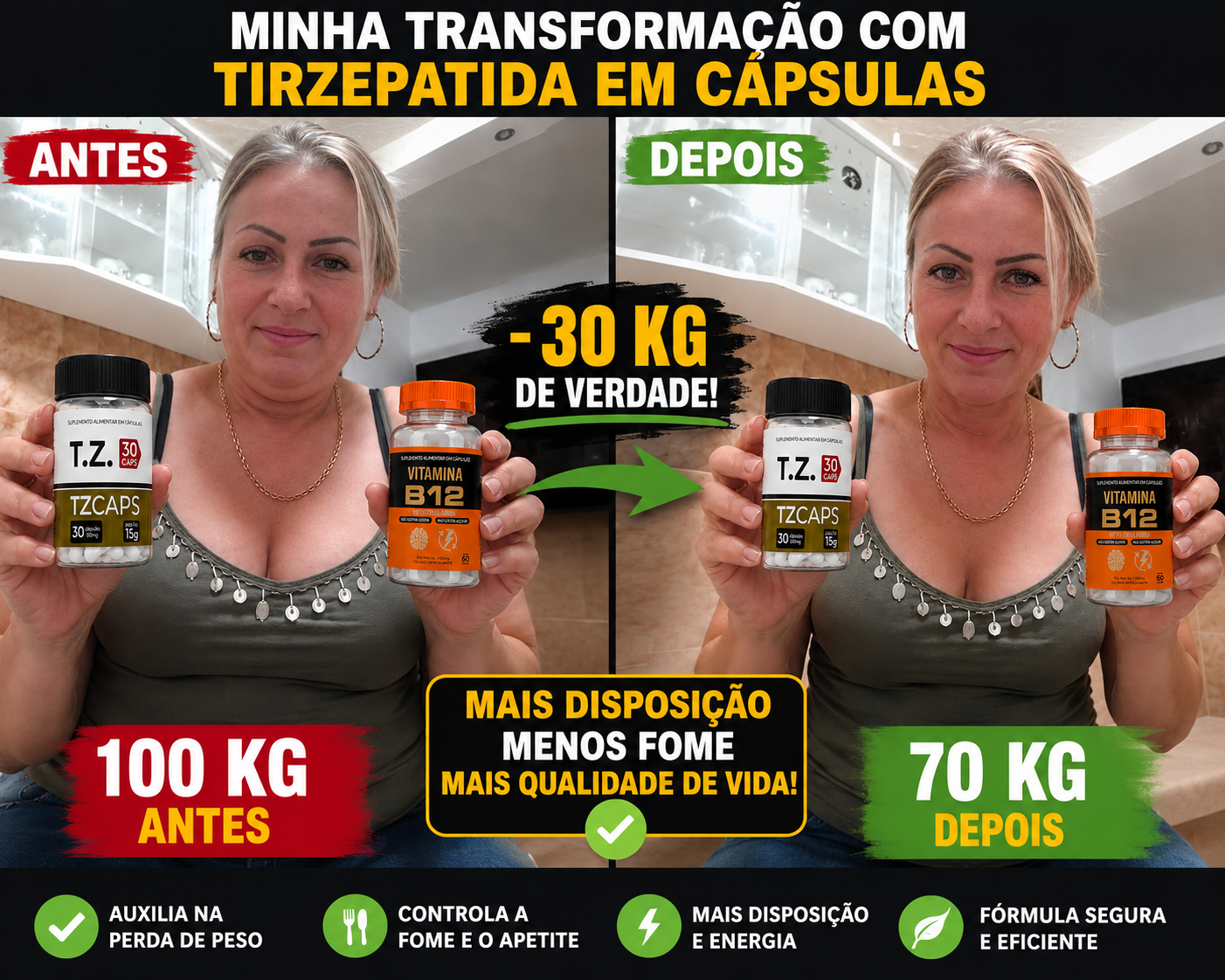 Resultado real — menos 30kg com TZCAPS